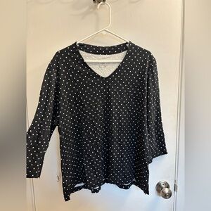 Isaac Mizrahi Black and White Polka Dot Long Sleeve Top
